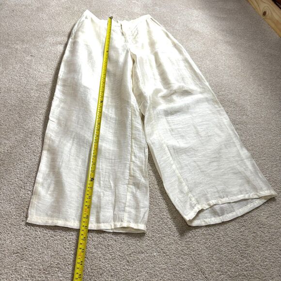 Mouggan Womens Ivory Hemp Blend Semi Lined Formal/Dress Wide Leg Pants Large NWT - Picture 8 of 15